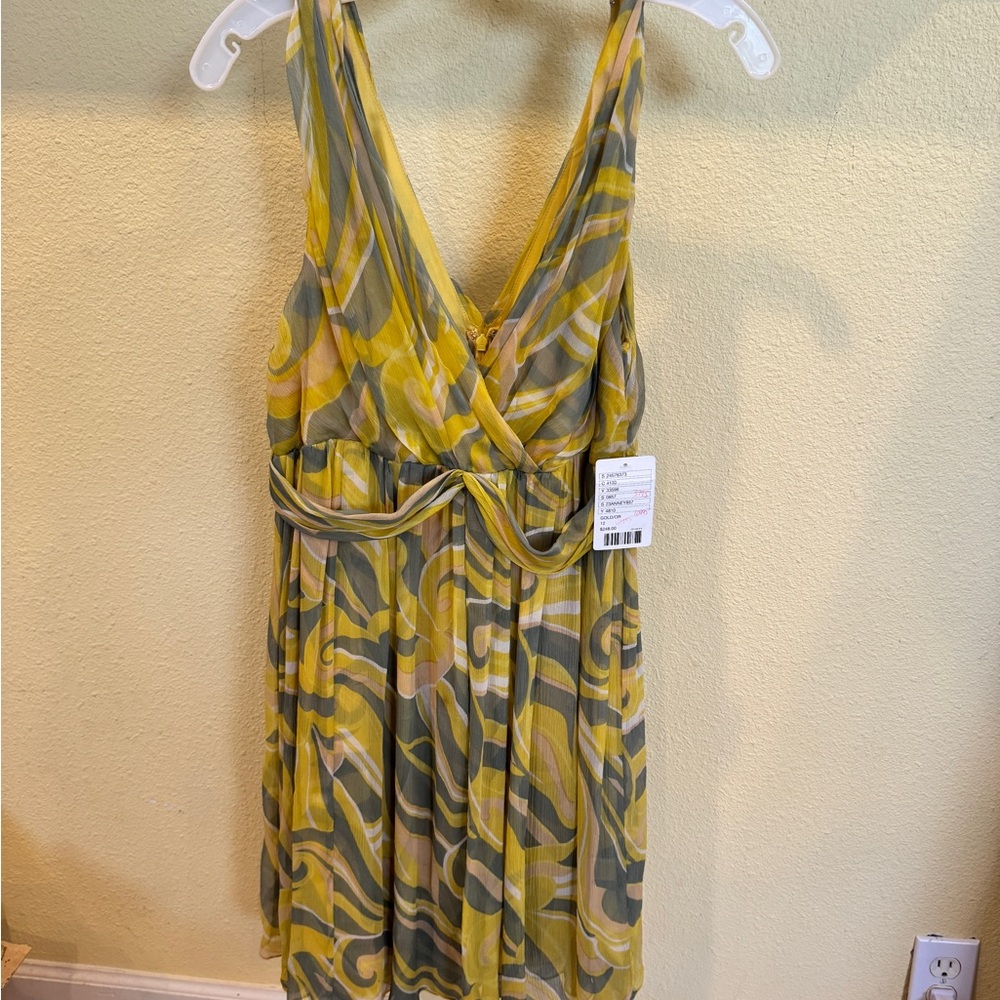 Anthropologie Yellow and Gray Sleeveless Sundress for Weddings